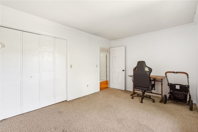 10 Forfar Cir, Bella Vista, AR 72715 - office area featuring carpet floors, crown molding, and baseboards