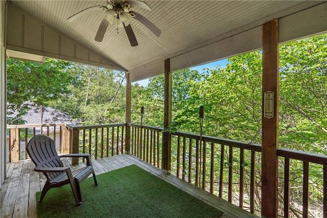 10 Forfar Cir, Bella Vista, AR 72715 - view of wooden balcony with a ceiling fan and a deck