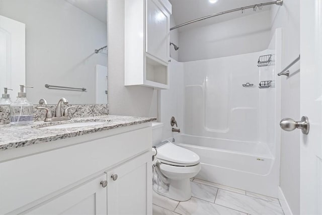 2204 N Kathryn Ln, Siloam Springs, AR 72761 - full bathroom featuring washtub / shower combination, toilet, vanity, and marble finish flooring