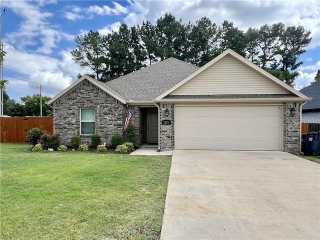 3279 Summer View Ave, Springdale, AR 72764 - ranch-style house with a garage, concrete driveway, brick siding, and a shingled roof