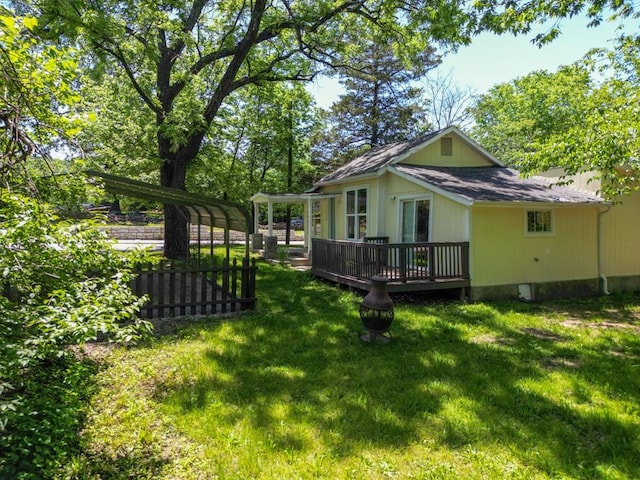 1230 W Mount Comfort Rd, Fayetteville, AR 72703 - view of grassy yard with a wooden deck