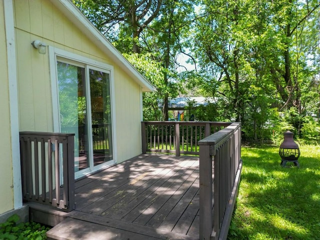 1230 W Mount Comfort Rd, Fayetteville, AR 72703 - wooden terrace featuring a yard