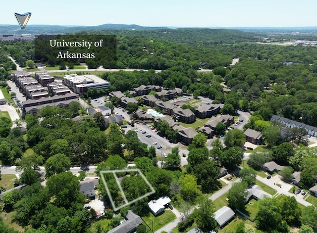 1230 W Mount Comfort Rd, Fayetteville, AR 72703 - aerial view of property's location featuring property parcel outlined and a forest