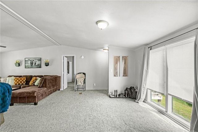14650 Mariano Rd, Bentonville, AR 72712 - carpeted living area featuring lofted ceiling and baseboards