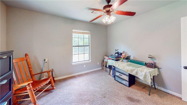 12526 Avoca Hollow Rd, Garfield, AR 72732 - office area with a ceiling fan, carpet, and baseboards