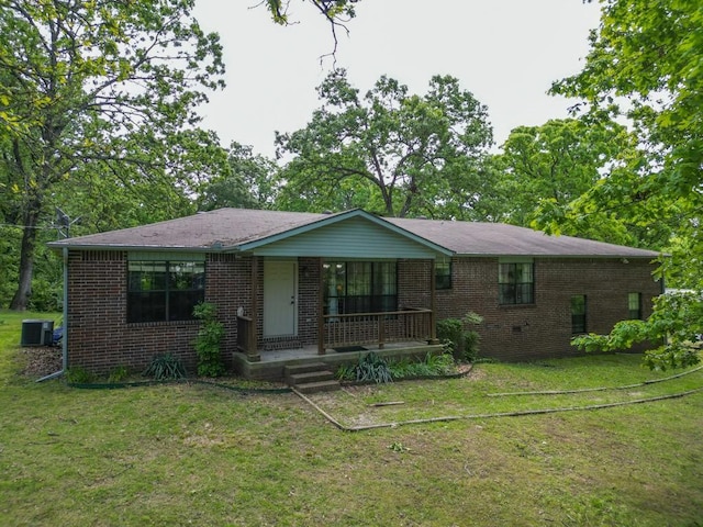 12526 Avoca Hollow Rd, Garfield, AR 72732 - ranch-style home featuring brick siding, a porch, and a front lawn