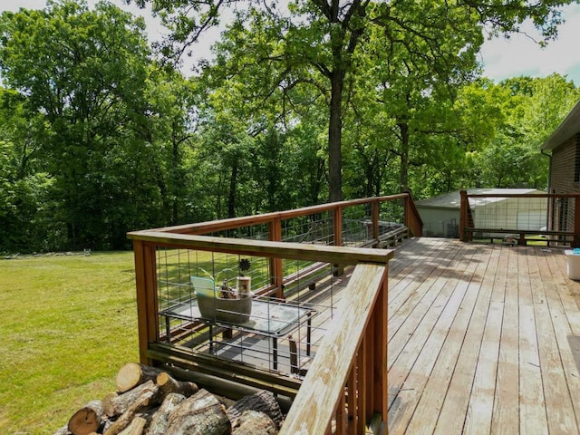12526 Avoca Hollow Rd, Garfield, AR 72732 - wooden terrace with a yard