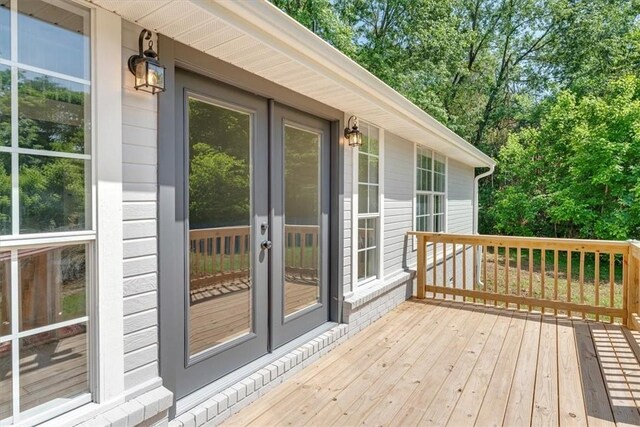 12391 Shamrock Rd, Farmington, AR 72730 - deck with french doors and view of scattered trees
