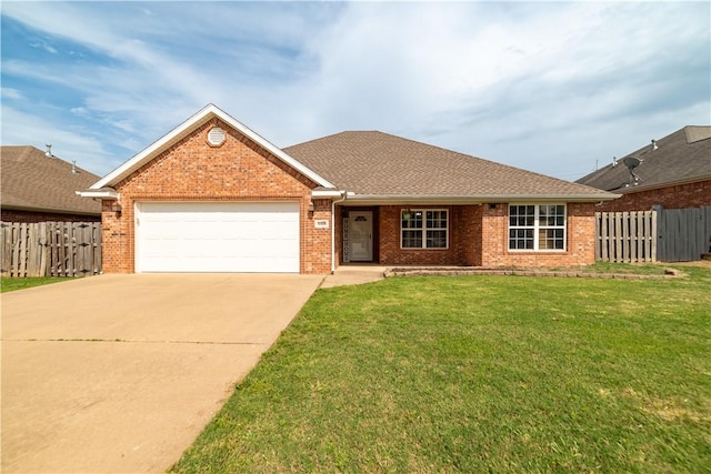 view of front of property featuring a garage, concrete driveway, and brick siding
