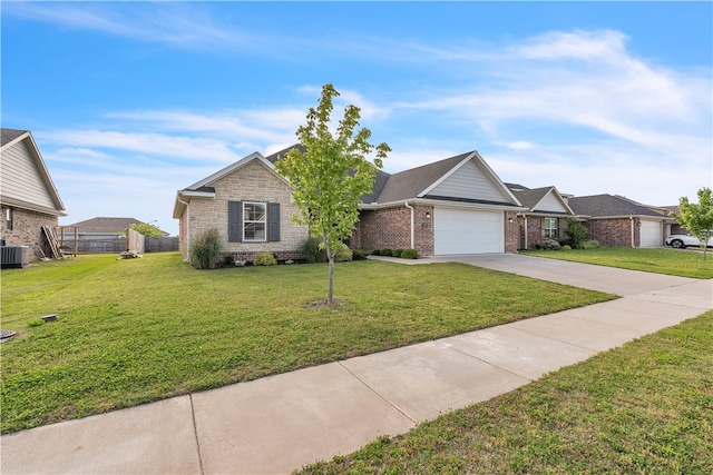 12 E Loveland Loop, Farmington, AR 72730 - ranch-style home with brick siding, concrete driveway, a garage, and cooling unit