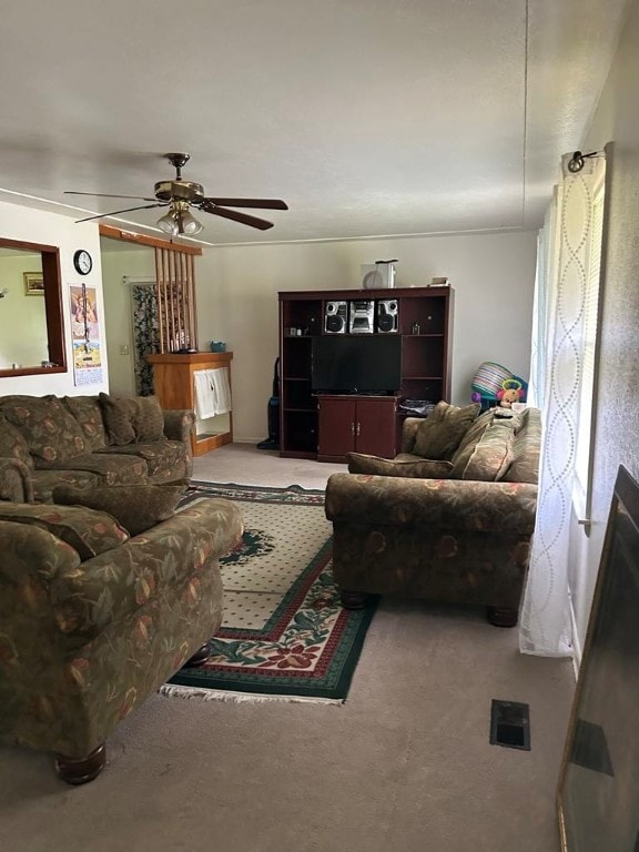 1002 N Pleasant St, Springdale, AR 72764 - carpeted living room with a ceiling fan