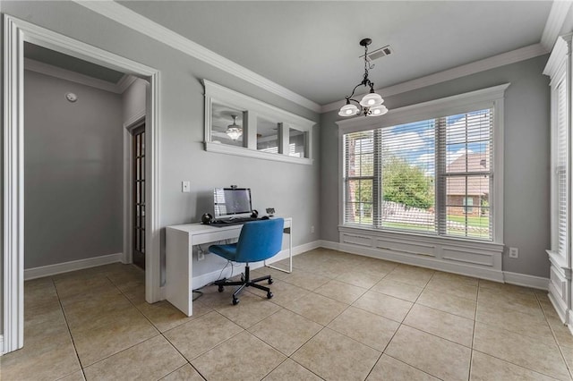 3803 Le Mason St, Springdale, AR 72764 - office featuring light tile patterned floors, crown molding, plenty of natural light, and baseboards