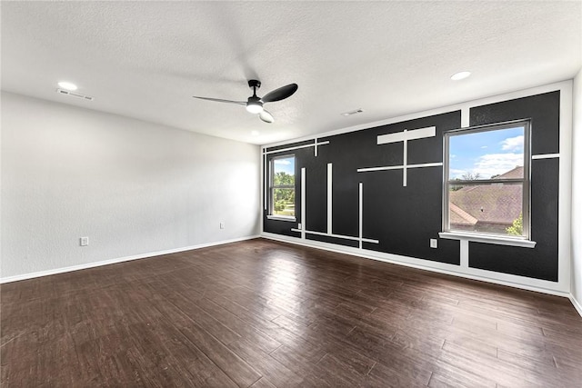 1302 Walker Dr, Rogers, AR 72756 - empty room featuring baseboards, a textured ceiling, wood finished floors, ceiling fan, and recessed lighting