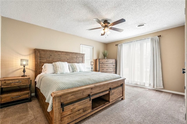1801 Jean St, Springdale, AR 72762 - bedroom featuring carpet, a textured ceiling, and a ceiling fan