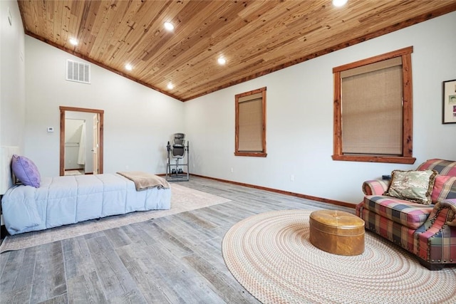 713 Madison Unit 8744, Huntsville, AR 72740 - bedroom with wooden ceiling, recessed lighting, light wood-style flooring, vaulted ceiling, and baseboards