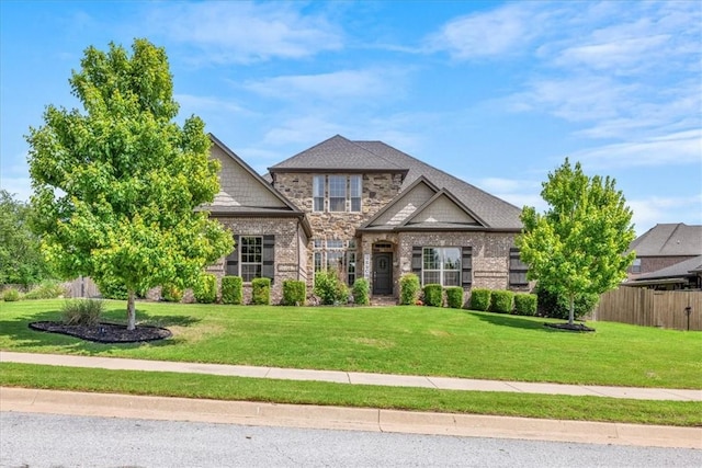 craftsman inspired home featuring stone siding