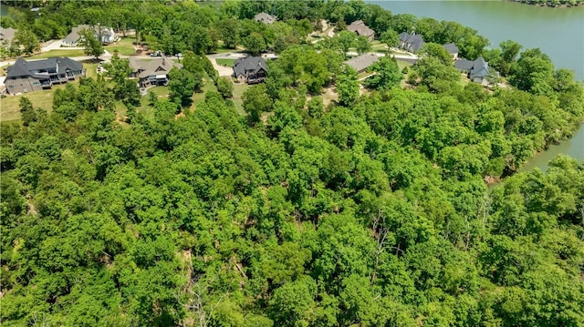 aerial perspective of suburban area with a large body of water