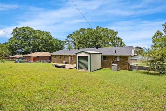 208 Date St, Russellville, AR 72802 - rear view of property with a shed, an outdoor structure, brick siding, and central AC unit