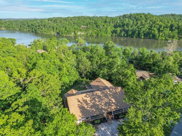 10190 Summit Dr, Rogers, AR 72758 - view from above of property with a heavily wooded area and a large body of water
