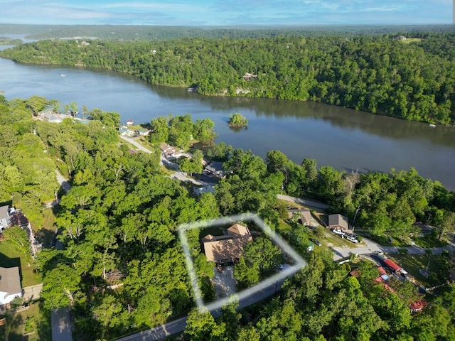 10190 Summit Dr, Rogers, AR 72758 - aerial view of property and surrounding area with a forest and a nearby body of water
