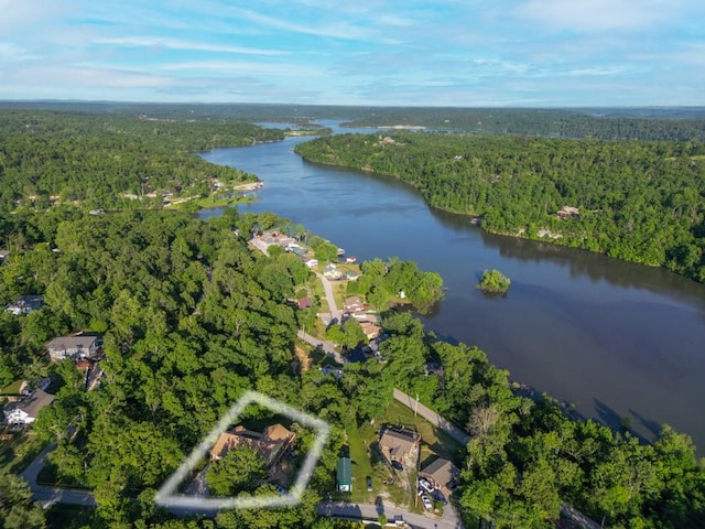 10190 Summit Dr, Rogers, AR 72758 - aerial view of property and surrounding area with a heavily wooded area and a large body of water