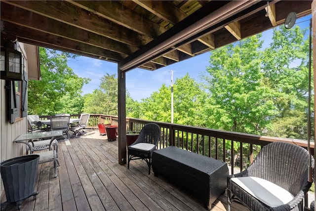 21432 Lakeview Dr, Garfield, AR 72732 - wooden deck featuring outdoor dining space