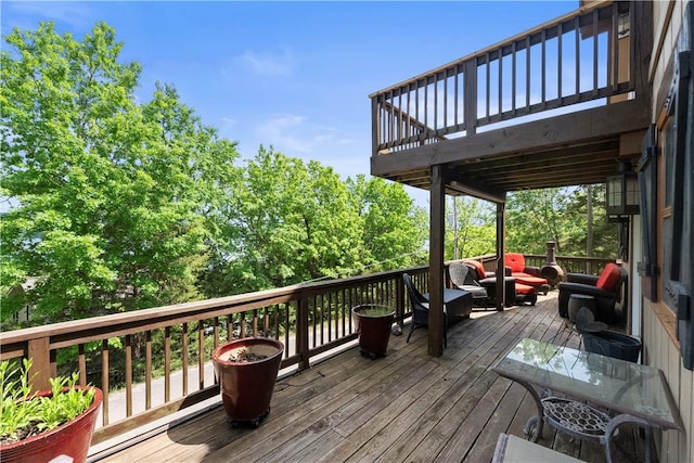 21432 Lakeview Dr, Garfield, AR 72732 - wooden terrace with outdoor lounge area