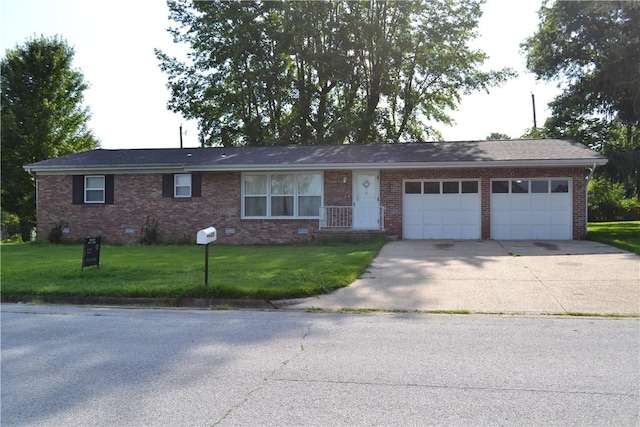 420 Natchez Trace Dr, Harrison, AR 72601 - ranch-style home featuring a garage, driveway, brick siding, and a front yard