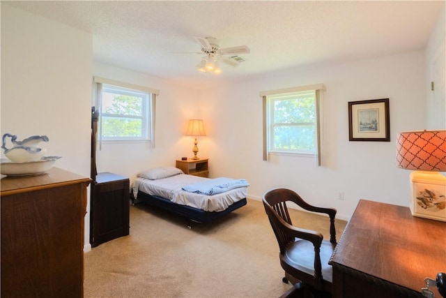 18880 Skylight Mountain Rd, Canehill, AR 72717 - carpeted bedroom with baseboards, an office area, and ceiling fan