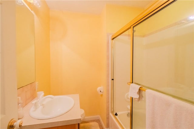 18880 Skylight Mountain Rd, Canehill, AR 72717 - full bath with vanity, bath / shower combo with glass door, and baseboards
