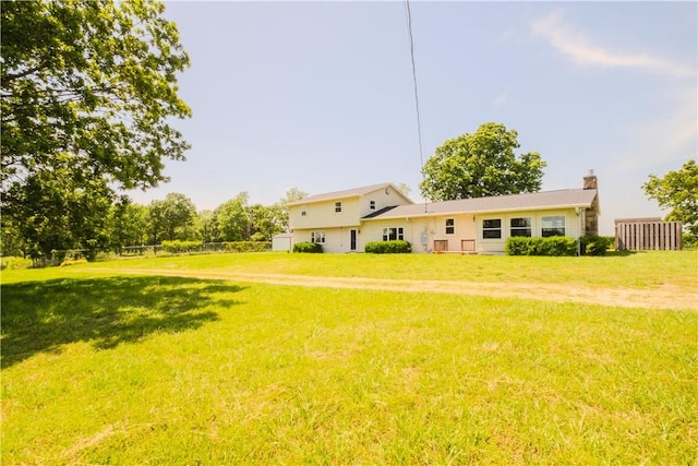 18880 Skylight Mountain Rd, Canehill, AR 72717 - view of front of home featuring a chimney and a front lawn