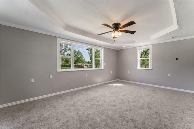 125 E Orchard Ln, Rogers, AR 72756 - carpeted spare room featuring a raised ceiling, ornamental molding, a ceiling fan, and baseboards