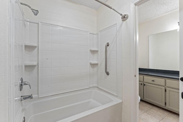 16 Eleanor Ln, Bella Vista, AR 72714 - full bath featuring shower / washtub combination, tile patterned floors, a textured ceiling, a textured wall, and vanity