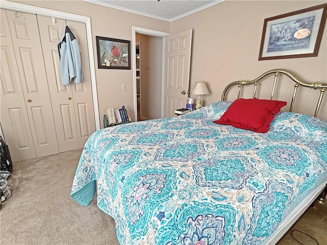 1711 W Cline Rd, Clarksville, AR 72830 - carpeted bedroom featuring crown molding and a closet