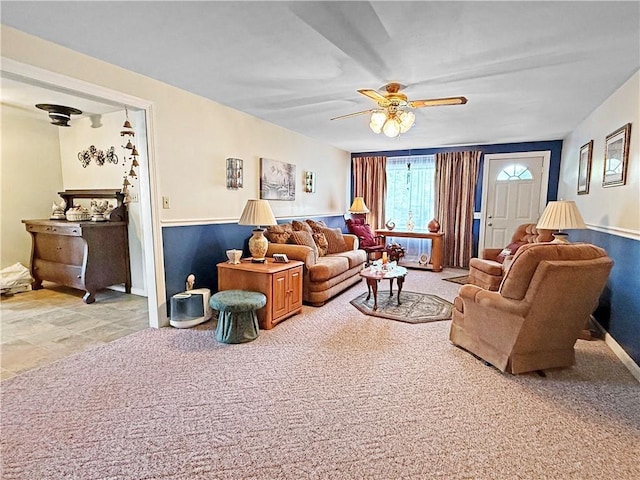 1711 W Cline Rd, Clarksville, AR 72830 - living area featuring a ceiling fan and baseboards