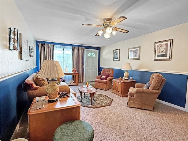 1711 W Cline Rd, Clarksville, AR 72830 - living area with ceiling fan, carpet floors, and baseboards