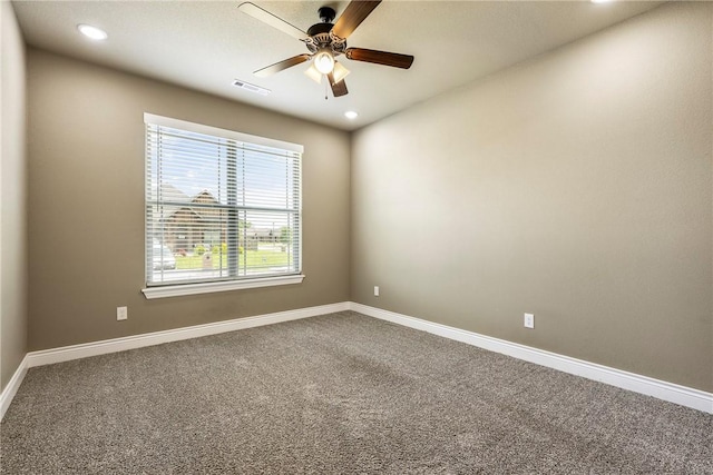 506 Hindman Dr, Prairie Grove, AR 72753 - spare room featuring carpet floors, recessed lighting, a ceiling fan, and baseboards