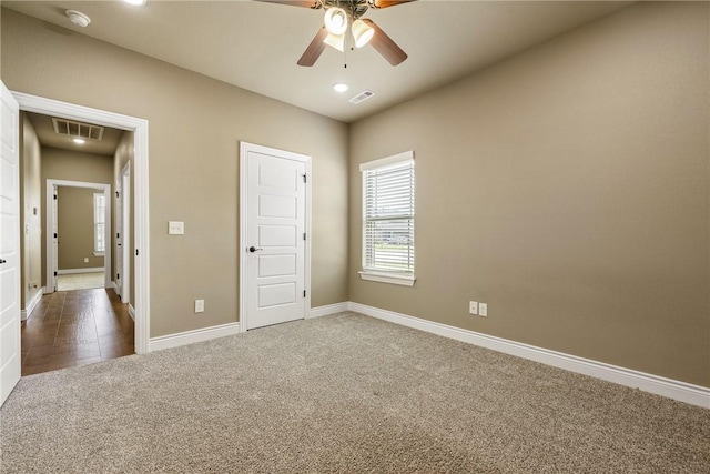 506 Hindman Dr, Prairie Grove, AR 72753 - unfurnished bedroom featuring carpet flooring, baseboards, recessed lighting, and ceiling fan
