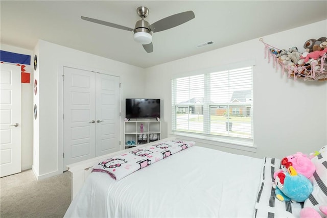 2758 Suncrest Ave, Springdale, AR 72764 - bedroom with carpet flooring, a closet, and ceiling fan