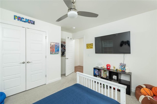 2758 Suncrest Ave, Springdale, AR 72764 - carpeted bedroom featuring a closet, baseboards, and a ceiling fan