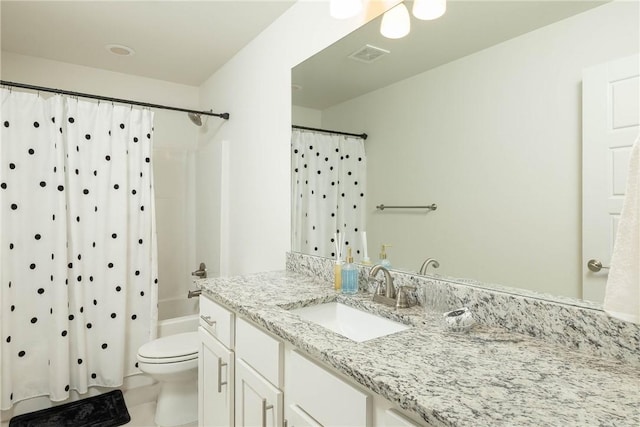 2758 Suncrest Ave, Springdale, AR 72764 - bathroom featuring toilet, shower / tub combo with curtain, vanity, and tile patterned floors