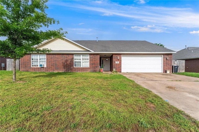 1329 Homestead Ln, West Fork, AR 72774 - ranch-style house featuring a garage, concrete driveway, a front yard, and brick siding