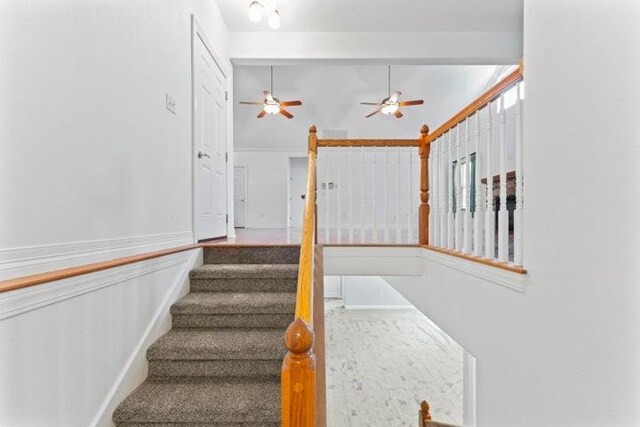 1878 Morning Side Falls Blvd, Blue Eye, MO 65611 - stairway featuring a ceiling fan and baseboards