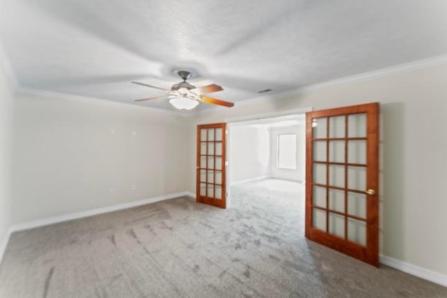 1878 Morning Side Falls Blvd, Blue Eye, MO 65611 - unfurnished room featuring crown molding, carpet floors, baseboards, and ceiling fan