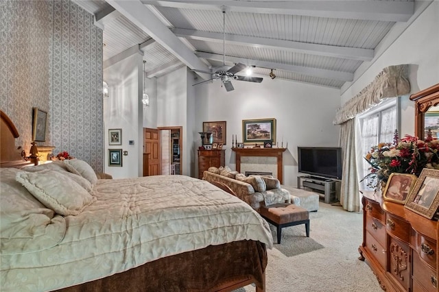 24 Dogwood Rdg, Eureka Springs, AR 72632 - bedroom featuring light carpet, a fireplace, and ceiling fan