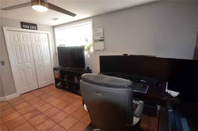 8141 Ward Ln, Rogers, AR 72756 - office featuring a ceiling fan and tile patterned floors