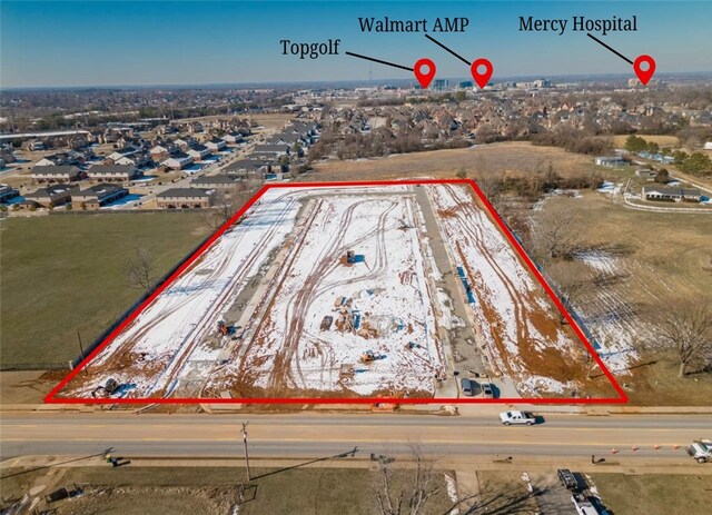 2601 W Bonnie Ln, Rogers, AR 72758 - aerial overview of property's location featuring property boundaries highlighted