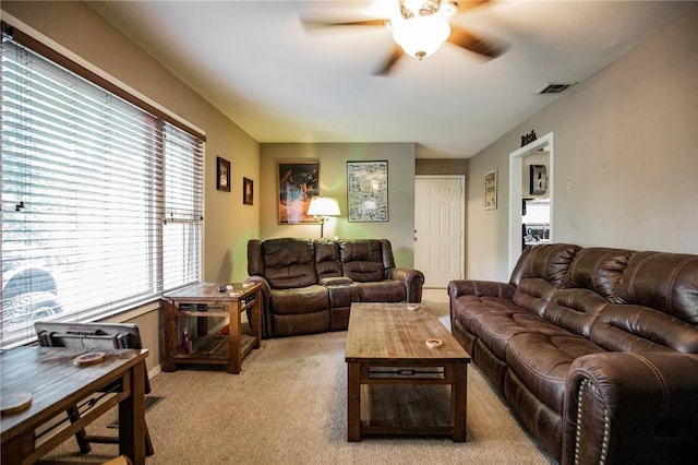 3 Rader Ln, Bella Vista, AR 72714 - living room featuring a ceiling fan and light carpet