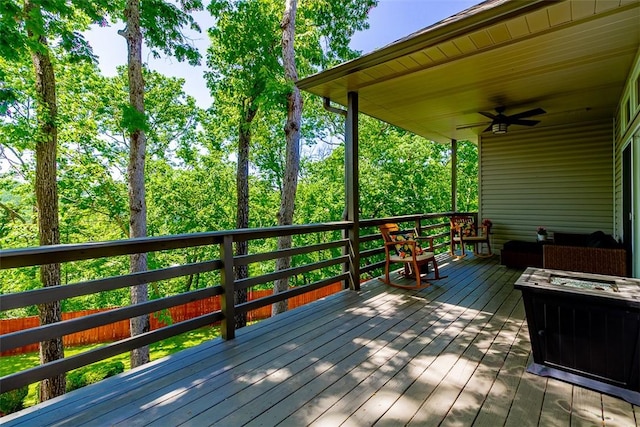 2507 NW Linebarger Ln, Bentonville, AR 72712 - wooden terrace with ceiling fan