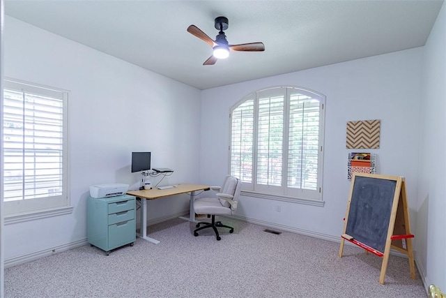 2507 NW Linebarger Ln, Bentonville, AR 72712 - carpeted office space featuring plenty of natural light, ceiling fan, and baseboards